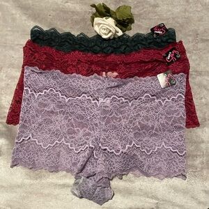 Simply Sexy 3 Pack Cheeky Lace Panties - Size L